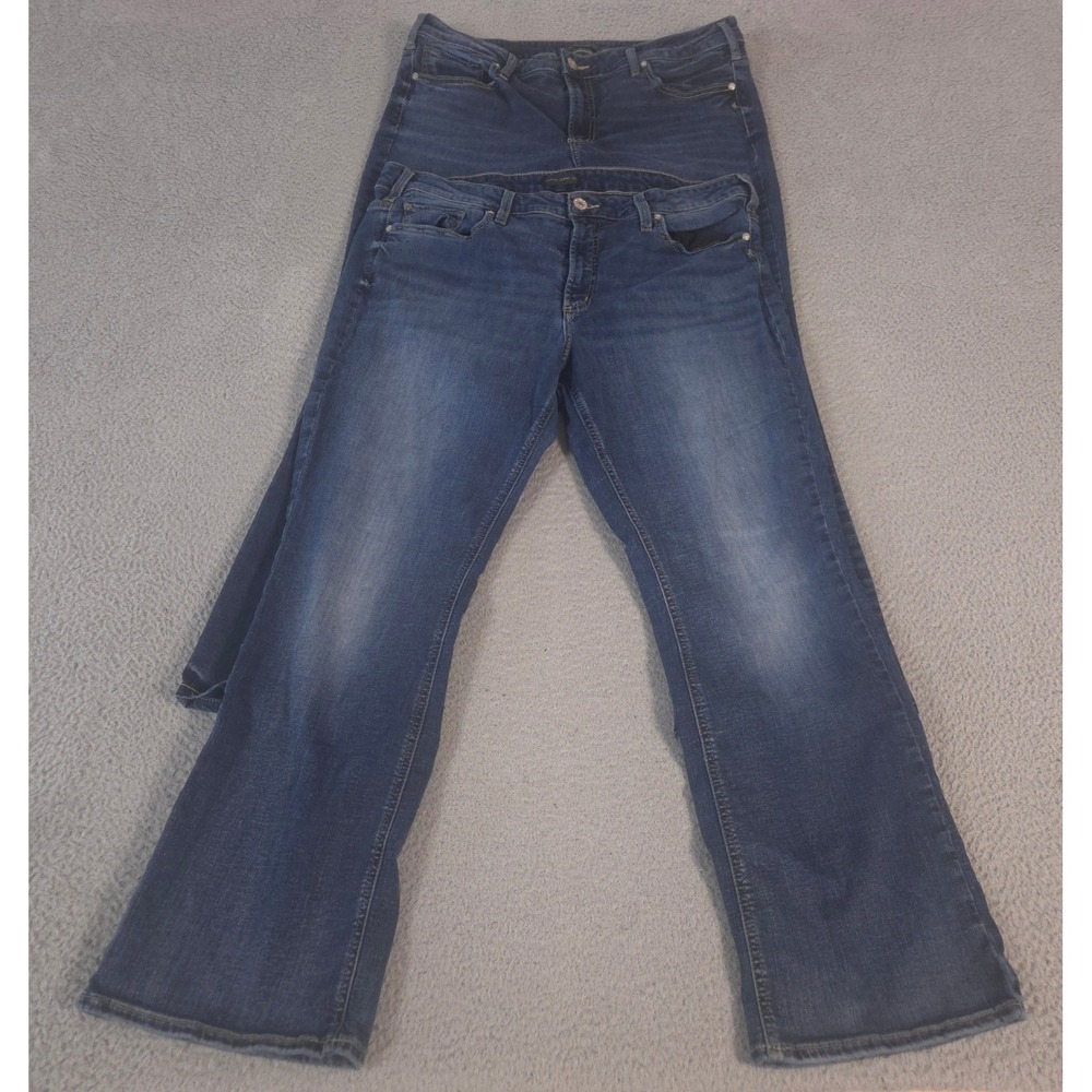 LOT OF 2 Silver Jeans Co.‎ Jeans Womens 18W Dark Blue Suki Bootcut Stretch Denim